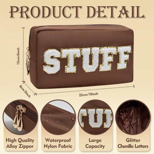 Preppy Makeup Bags Stoney Clover 4 Pcs Travel Organizer Patch Bag Large Varsity Chenille Letter Cosmetic Toiletry Preppy Stuff Cute Bags Portable ...