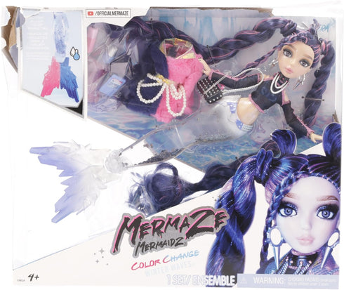MERMAZE MERMAIDZ™ Winter Waves Nera™ Mermaid Fashion Doll with Color Change Fin, Glitter-Filled Tail and Accessories...