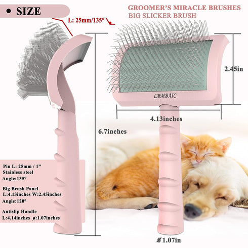 Slicker Brush for Dogs with Super Denser Soft Long Pin Slicker Dog Brush for Thick and Long Fur Doodle Brush for Grooming Fluff,Shedding Tangles.G...