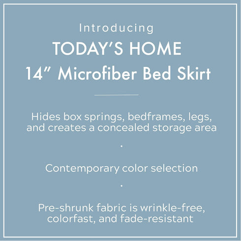 TODAY'S HOME Classic Tailored Bed Skirt Dust Ruffle, Microfiber, 14" Drop Length, King, Black...