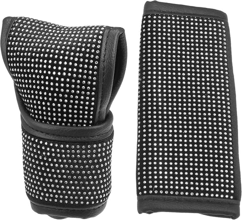 Universal Car Handbrake Cover Bling Rhinestone Gear Shift Knob Decoration Cover Flannel Rhinestone White (Set of 2)...