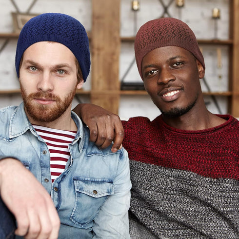 6 Pcs Kufi Hats for Men Knit Kufi Cap Breathable Cotton Stretchy Skull Cap Helmet Beanie Hat for Men Women Muslim in Cool Designs...