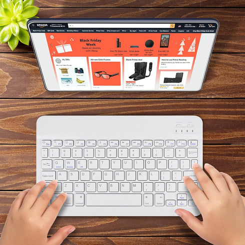 DETUOSI Universal 10 inch Wireless Keyboard, (0.23 inch) Ultrathin Slim Lightweight Travel Portable, 10.1" Multi-Device Wireless Keyboard for iOS/...