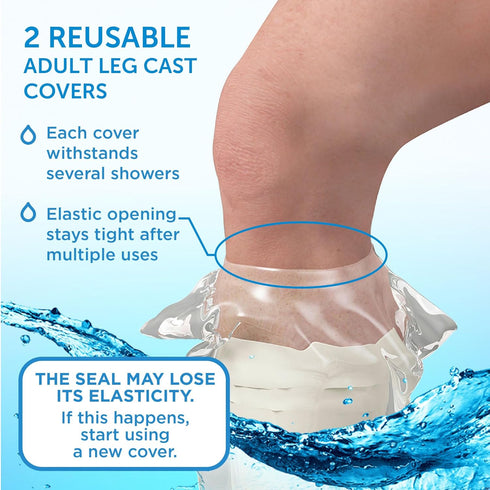 100% Waterproof Cast Covers for Shower Leg - Tight Seal - Reusable Adult 2pk Half Leg Cast Protectors - Knee, Ankle, Foot...