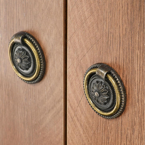 Saim Antique Bronze Knobs Pulls Handles Cabinet Ring Pulls with Screws Metal Hardware Antique Retro for Dresser Drawer Cabinet Cupboard - 8 PCS...