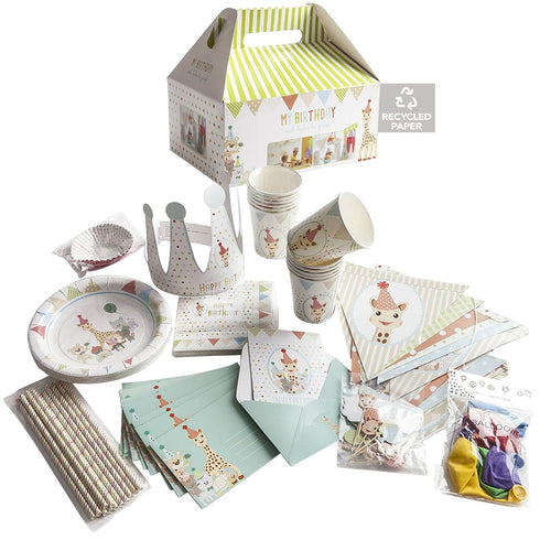 Sophie la girafe My Birthday with Sophie|Kids Birthday Decorations Party Supplies For 12 | Plates, Cups, Napkins, Utensils, Invitations, Banner, B...