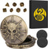 Mini DND Dice Set Steampunk Warlock Pocket Watch Shell Case, 7pcs Polyhedral Metal D&D Dice Set, DND Gifts with Gift Box for Gamer, Role Playing B...