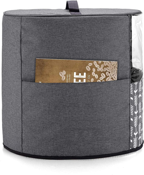 Yarwo Coffee Maker Dust Cover Compatible with Keurig K-Classic and K-Select, Visible Coffee Machine Cover with Pockets and Top Handle, Gray with A...