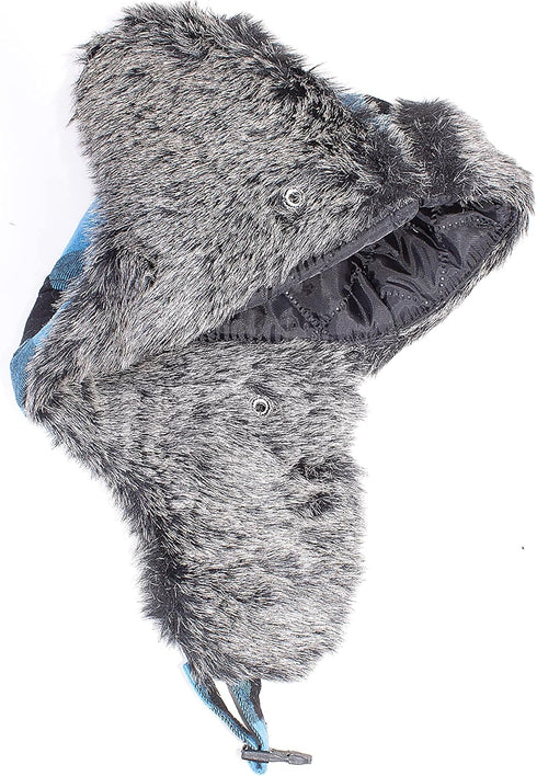 Unisex Winter Trapper Hat with Faux Fur Lining and Ear Flaps – Warm Bomber Hat for Men and Women, Plaid Design...