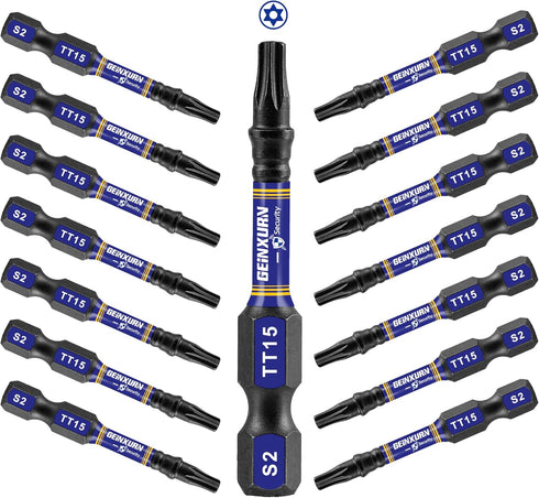 2 In. Security T15 Impact Magnetic Screwdriver Bit Set, 15Pieces #15 Torx Head Power Bit Set, S2 Alloy Steel Hollow Star Bit Set...