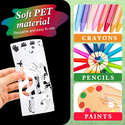 HOWAF 16pcs International Sports Go for The Gold Stencils, International Flags of The World Painting Stencils Decoration,2024 Paris Summer Games P...