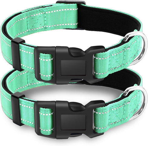 2 Pack Reflective Dog Collar with Safety Locking Buckle, Adjustable Soft Breathable Comfortable Nylon Pet Collar for Small, Medium and Large Dogs,...