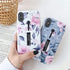 Compatible with iPhone XR Case Finger Grip,3D Embossed Pink Flowers Gray Shell Design,Rugged Shockproof Slim Fit Dual Layer Finger Ring Loop Strap...