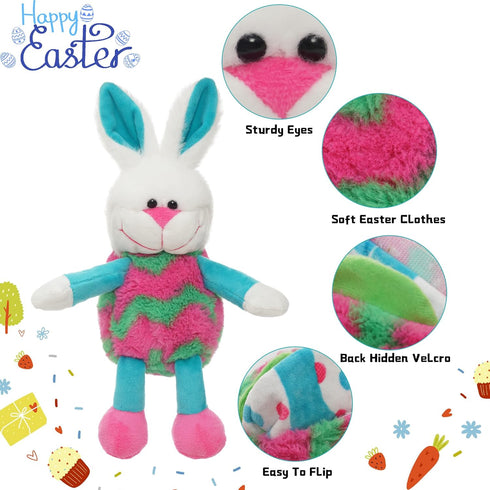 Eggs Filled with Bunny Stuffed Animal, 12" Reversible Rabbit Bunny Plush, Easter Stuffed Bunny Toys for Girls Boys Kids Babies Great Gifts/Decorat...