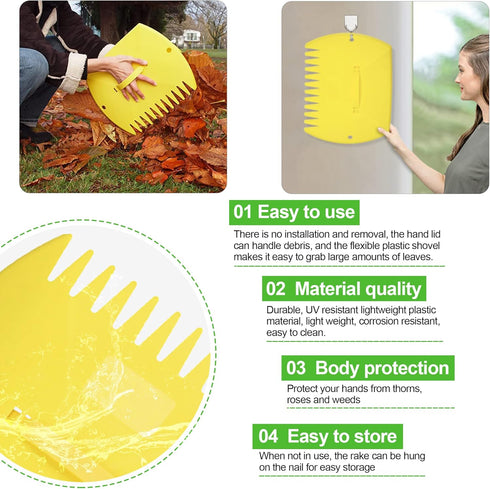 Garden and Yard Leaf Scoops Hand Rakes, Large Sized, Multiple Use for Leaves, Lawn Debris and Trash Pick Up Good Use 1 Pair...