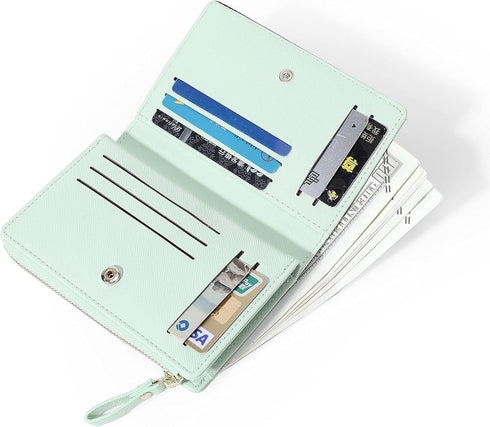 JIUFENG Women Zipper Wallet RFID Blocking Multi Purpose Coin Pouches Credit Card Holder Short Purses...