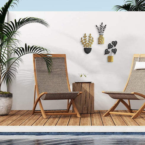 Americanflat Three Metal Plants Wall Décor Set - 6.25x10 Plants as Outdoor Metal Wall Art Decorations - Modern Style Wall Hanging Décor for Patio,...