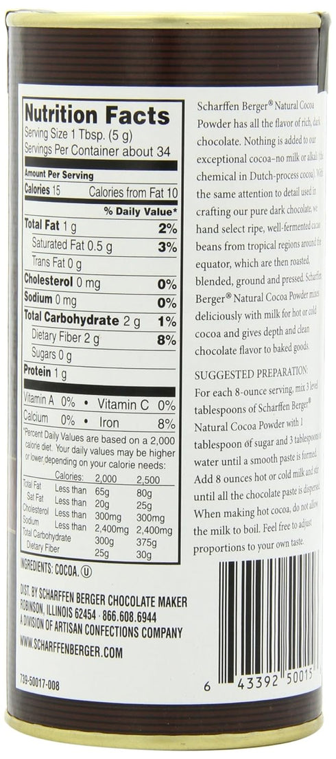 Scharffen Berger Natural Unsweetened Cocoa Powder, 6-Ounce Canisters (Pack of 2)...