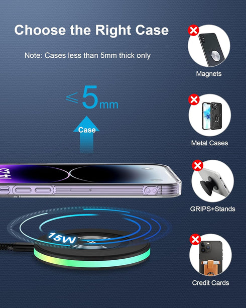 2Pack 15w Phone Wireless Charging Pad for Google Pixel 8 8 Pro 7 pro 7a 7 6 pro, QI Wireless Charger Station Cargador Inalambrico for Android Sams...