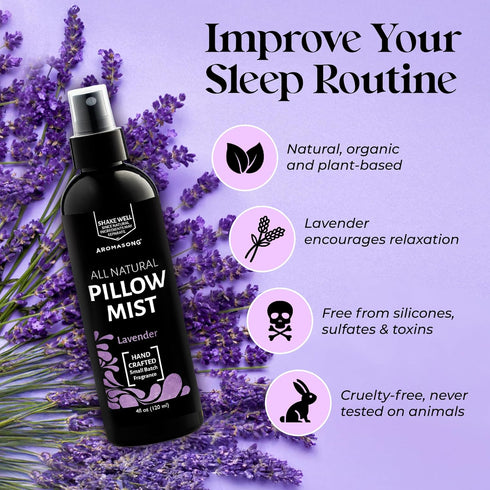 Aromasong Lavender Pillow Spray for Sleeping - All Natural Calming Linen & Bedtime Sleep Mist for Deep Sleep - Pillow Spray Aromatherapy with Bota...