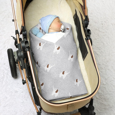 LAWKUL Baby Blankets 100% Cotton Babies Blanket Elephant Neutral Soft Breathable Blanket Neutral for Newborn Boy Girl Grey...