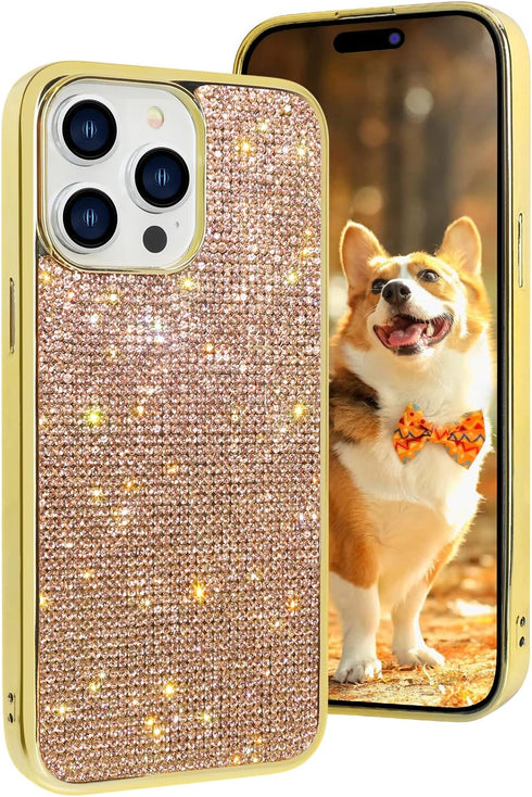 LUVI Fusicase for iPhone 11 Pro Diamond Case Cute Bling Glitter Rhinestone Crystal Shiny Sparkle Protective Cover with Electroplate Plating Bumper...