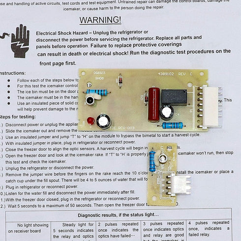 4389102 Refrigerator Ice Maker Emitter Sensor Control Board Kit by Romalon Fit for Whirl-Pool Replaces 2198586 PS557945 2220398 W10757851 AP5956767 ADC9102