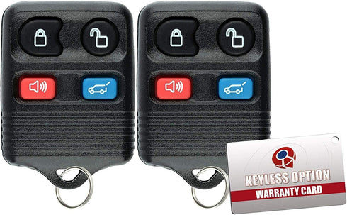 KeylessOption Keyless Entry Remote Car Key Fob for 2000-2010 Ford Explorer Expedition Lincoln Navigator Mercury Mountaineer CWTWB1U322 (Pack of 2)...