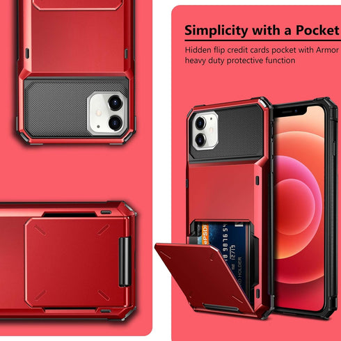 Vofolen Compatible with iPhone 12 Case 5G Wallet 4-Card Slot Credit Card Holder Flip Hidden Pocket Dual Layer Protective Back Cover Compatible wit...
