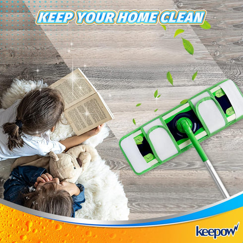 KEEPOW XL Wet Pads Refills for Swiffer XL, Wet Mopping Cloths for Swiffer XL Mop, Reusable Microfiber Mop Pads for Hardwood Floor, 4 Pack...