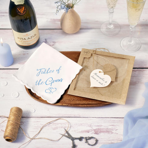 W&F GIFT Wedding Handkerchief - 12" x 12" - Something Blue for Bride on Wedding Day - Mother of The Bride Gifts, Bridal Wedding Hankie – Father of...