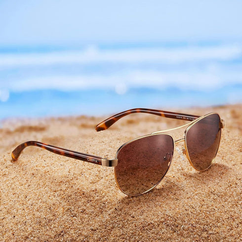 CARFIA Polarized Sunglasses for Women UV Protection Acetate Arms Metal Frame Woman's Shades CA3216...