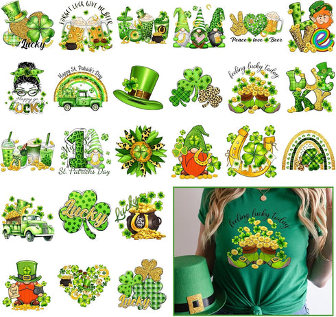 Cysincos Iron on Stickers Heat Transfer Decal Patches Vinyl for T-Shirt Clothing Hat Pillow Backpack DIY Craft Supplies (Patrick's Day-24pcs)...