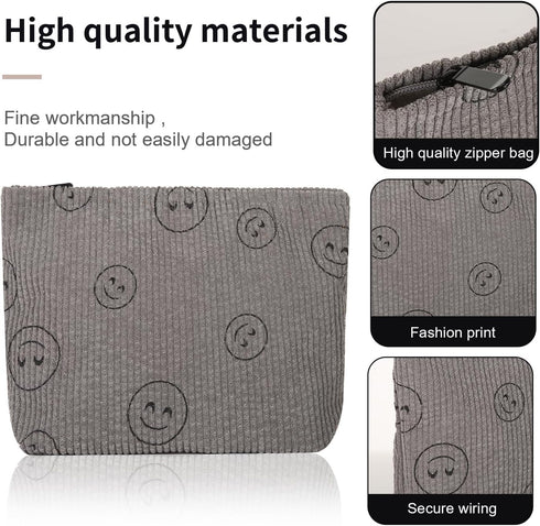 Cosmetic bag Makeup bag Preppy Cute Corduroy Toiletry bag for women travel essentials (greygrey)...