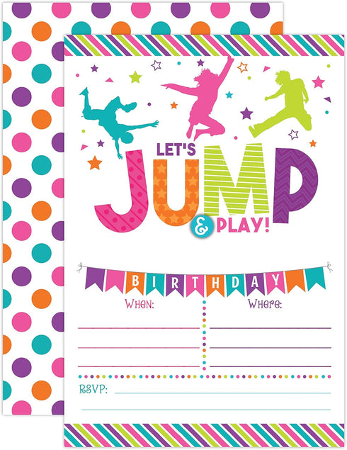 Your Main Event Prints Bounce House Birthday Invitation - Trampoline Jump Birthday Invite - Trampoline Birthday Party - 20 Fill-In Bounce Invitati...