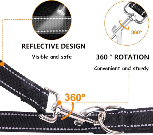 Double-Sided Reflective Dog Leash for Large & Medium and Small Dogs, Strong and Durable Pet Nylon Leashes with Soft Padded Handle Leashes,Puppy Le...