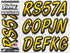 STIFFIE Whipline Yellow/Black 3" Boat & PWC Registration Decals • Numbers Letters Stickers...