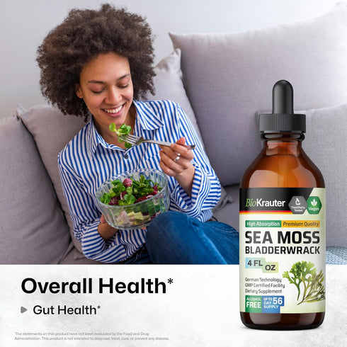 BIO KRAUTER Irish Sea Moss Drops - Seamoss Supplement with Bladderwrack - Vegan Immune Support Supplement - Chondrus Crispus Irish Moss & Bladderw...