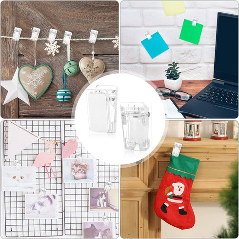 60 Pieces Plastic Self-Adhesive Clips Clear Wall Tapestry Clip Small Hanging Spring Sticky Clips for Photo Posters Document Paperwork Flag Home Of...