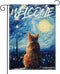 Van Gogh Starry Cat Welcome Garden Flag 12 x 18 inch Double Sided Oil Paint Cat Yard Flags Small Burlap Flag for Outside Decor (Starry Cat)...