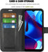 Moto G Pure Phone Case Wallet Black, Motorola Moto G Pure Leather Flip Case with Card Holder Kickstand Magnetic Closure Slim Phone Case Cover for ...