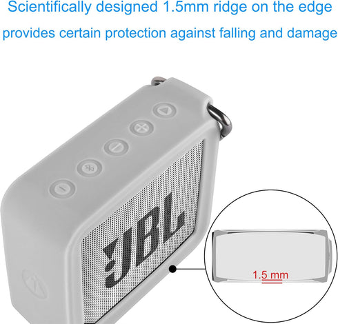 TXEsign Travel Protective Silicone Stand Up Carrying Case Compatible with JBL GO 2 Portable Bluetooth Waterproof Speaker (Grey)...