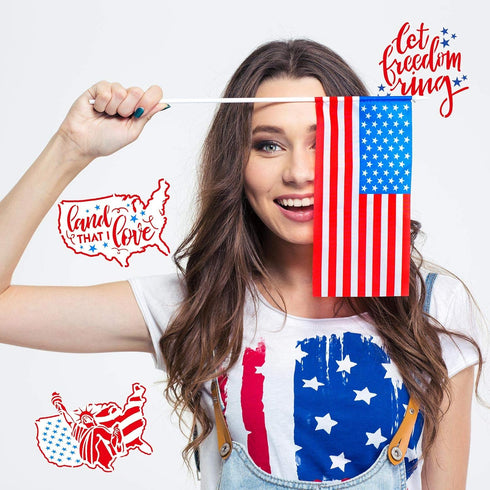 16 Pieces Happy 4th of July Stencil Independence Day Painting Template Reusable Patriotic Drawing Stencils Include American Flag Map Star Patterns...