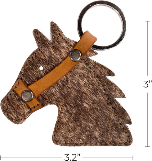 Stallion Head Keychain Handmade from Full Grain Leather - Furry...