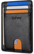 Buffway Slim Minimalist Front Pocket RFID Blocking Leather Wallets for Men and Women - Alaska Black...