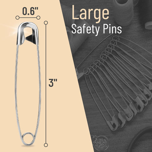 Mr. Pen- Safety Pins, 3 Inch, 50 Pack, Oversize Safety Pin, Large Safety Pins for Clothes, Oversized Safety Pins for Clothes, Large Safety Pins He...