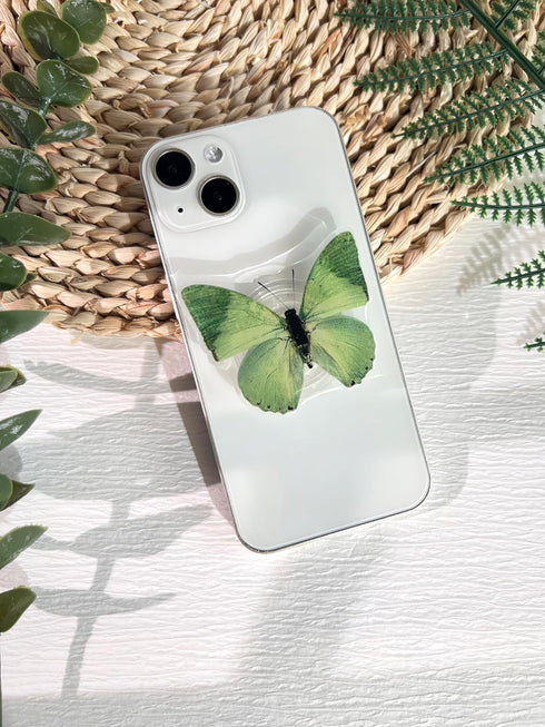 Green Nature Butterfly Phone Grip Stand, Cute Butterfly Cell Phone Holder,Collapsible Phone Charms Accessory,Expanding Kickstand Phone Grip with I...