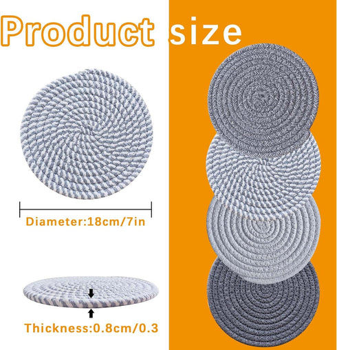4 PCS woven trivets Set for Hot Dishes,100% Pure Cotton hot pot holder for countertop,pot trivets?Hot Pads?Spoon Rest for Cooking and Baking by Di...