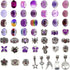 TOAOB 100pcs Assorted European Large Holes Beads Purple Spacer Lampwork Glass Craft Beads Assortments Rhinestone Metal Beads for DIY Charms Bracel...