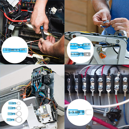 Kuject 320 PCS Heat Shrink Wire Connectors, Multipurpose Waterproof Electrical Wire Terminals kit, Insulated Crimp Connectors Ring Fork Spade Butt...